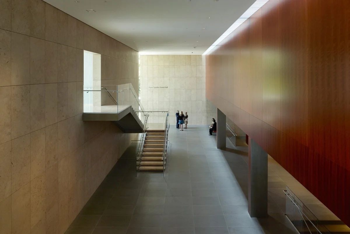 Architectural interior clad in natural stone
